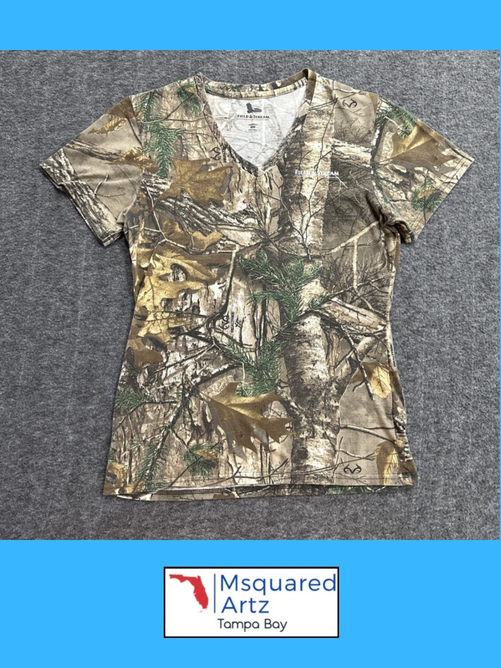 Field & Stream Realtree Xtra Camo T Shirt Women's Small Hunting V Neck Tee